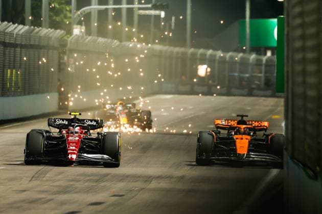 24 Guanyu Zhou CHN, Alfa Romeo F1 Team Stake , 81 Oscar Piastri AUS, McLaren F1 Team , F1 Grand Prix of Singapore at Marina Bay Street Circuit on September 15, 2023 in Singapore, Singapore Photo by HOCH ZWEI Singapore Singapore