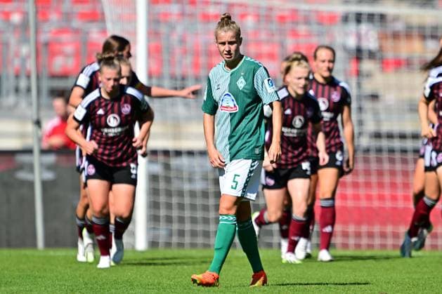 16 09 2023 football season 2023 2024 1 womens football Bundesliga 01 matchday 1 FC Nürnberg FCN club SV Werder Bremen SVW sports photo zinc xwoxzix Michelle Ulbricht 5, SV Werder Bremen disappointed disappointment