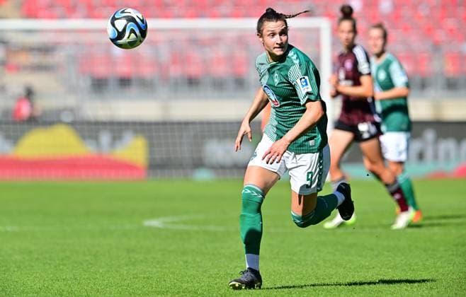 16 09 2023 football season 2023 2024 1 women football Bundesliga 01 matchday 1 FC Nürnberg FCN club SV Werder Bremen SVW sports photo zinc xwoxzix Sopie Weidauer 9, SV Werder Bremen