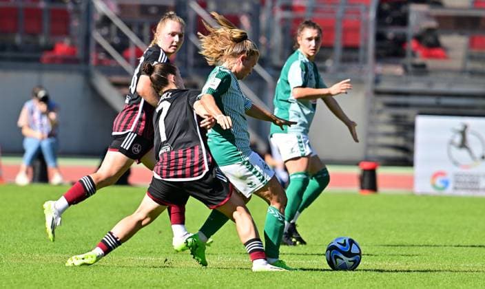 16 09 2023 Football season 2023 2024 1 Women Football Bundesliga 01 Matchday 1 FC Nürnberg FCN Club SV Werder Bremen SVW Sportfoto Zink xwoxzix Marina Scholz 7, 1 FC Nürnberg FCN Ricarda Walkling 13, SV Werder Bremen