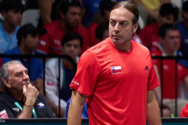 Tennis, Davis Cup, Kanada - Chile Captain Nicolas Massu closely watching the match between Alexis Galarneau of Canada and Alejandro Tabilo of Chile during the Davis Cup Group Stage 2023 Bologna match between Canada and Chile at Unipol Arena on September 16, 2023 in Bologna, Italy. (Photo by Camilla Stolen Imago) Bologna ITALY Copyright: xCamillaxStolenx L1420087