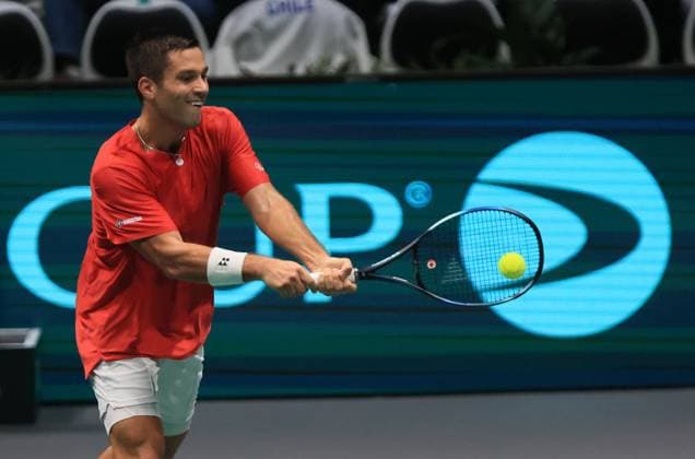 Tennis, Davis Cup, Kanada - Chile Photo Michele Nucci LaPresse - September 16, 2023 Bologna, Italy - tennis - Canada vs. Chile - Finals group A - Alexis Galarneau (CAN) vs. Alejandro Tabilo (CHI) - Davis Cup 2023 - Unipol Arena. In the pic: Alexis Galarneau  Copyright: xMichelexNucci LaPressex