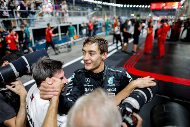 63 George Russell GBR, Mercedes AMG Petronas F1 Team , F1 Grand Prix of Singapore at Marina Bay Street Circuit on September 16, 2023 in Singapore, Singapore Photo by HOCH ZWEI Singapore Singapore