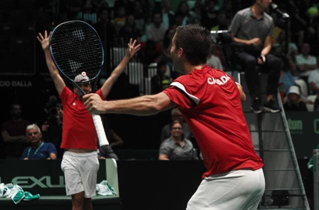 Tennis, Davis Cup, Kanada - Chile Photo Michele Nucci LaPresse - September 16, 2023 Bologna, Italy - tennis - Canada vs. Chile - Finals group A - Alexis Galarneau (CAN) vs. Alejandro Tabilo (CHI) - Davis Cup 2023 - Unipol Arena. In the pic: Alexis Galarneau jubilates for the victory  Copyright: xMichelexNucci LaPresse MichelexNx