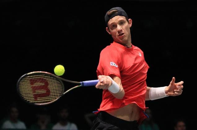 Tennis, Davis Cup, Kanada - Chile Photo Michele Nucci LaPresse - September 16, 2023 Bologna, Italy - tennis - Canada vs. Chile - Finals group A - Gabriel Diallo (CAN) vs. Nicolas Jarry (CHI) - Davis Cup 2023 - Unipol Arena. In the pic: Nicolas Jarry  Copyright: xMichelexNucci LaPressex