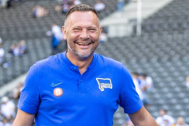 Berlin, 17 09 23, Football, 2 Bundesliga, Matchday 6, Hertha BSC Eintracht Braunschweig, Olympiastadion Coach Pal Dardai of Hertha BSC before the interview DFL regulations and DFB regulations prohibit any use of photographs as image sequences and or quasi video, Foto Andreas Gora Hertha BSC Eintracht Braunschweig