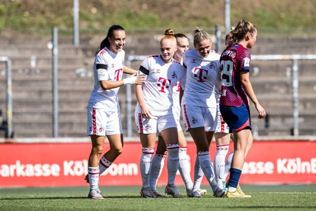 GOOGLE PIXEL Frauen Bundesliga 1 FC Koeln RB Leipzig 17 09 2023 Cheer for 1 0 by Marleen Schimmer 1 FC Koeln, 23 GOOGLE PIXEL Frauen Bundesliga, 1 FC Koeln RB Leipzig, Koeln, Franz Kremer Stadion on 17 09 2023 DFB REGULATIONS PROHIBIT ANY USE OF PHOTOGRAPHS AS IMAGE SEQUENCES AND OR QUASI VIDEO Copyright: xBEAUTIFULxSPORTS Wunderlx