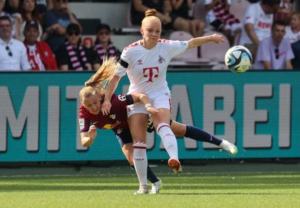 Vanessa Fudalla Leipzig , Laura Vogt Cologne , 1 FC Cologne RB Leipzig, Google Pixel Frauen Bundesliga, 1 Spieltag, Cologne, Germany, 17 09 2023