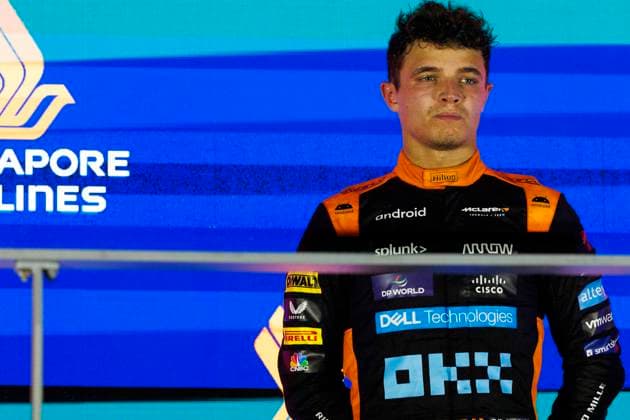 Formel 1, GP Singapur, Das Rennen 17th September 2023; Marina Bay Street Circuit, Singapore; 2023 Formula 1 Singapore Airlines Singapore Grand Prix; Race Day; Number 4 McLaren driver Lando Norris is second after the race  ActionPlus12554918 StephenxBlackberry