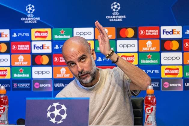 Football - UEFA Champions League - Group G MD-1 - Manchester City FC v Red Star Belgrade CF MANCHESTER, ENGLAND - Monday, September 18, 2023: Manchester City s manager Josep Pep Guardiola during a pre-match press conference, PK, Pressekonferenz at the Etihad Campus ahead of the UEFA Champions League Group G match between Manchester City FC and Red Star Belgrade. MANCHESTER City of Manchester Stadium GREATER MANCHESTER ENGLAND  Copyright: xDavidxRawcliffex P2023-09-18-Man_City_Red_Star_MD-1-10