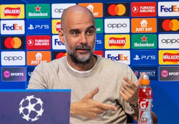 Football - UEFA Champions League - Group G MD-1 - Manchester City FC v Red Star Belgrade CF MANCHESTER, ENGLAND - Monday, September 18, 2023: Manchester City s manager Josep Pep Guardiola during a pre-match press conference, PK, Pressekonferenz at the Etihad Campus ahead of the UEFA Champions League Group G match between Manchester City FC and Red Star Belgrade. MANCHESTER City of Manchester Stadium GREATER MANCHESTER ENGLAND  Copyright: xDavidxRawcliffex P2023-09-18-Man_City_Red_Star_MD-1-19