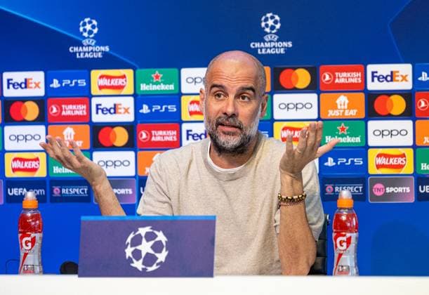 Football - UEFA Champions League - Group G MD-1 - Manchester City FC v Red Star Belgrade CF MANCHESTER, ENGLAND - Monday, September 18, 2023: Manchester City s manager Josep Pep Guardiola during a pre-match press conference, PK, Pressekonferenz at the Etihad Campus ahead of the UEFA Champions League Group G match between Manchester City FC and Red Star Belgrade. MANCHESTER City of Manchester Stadium GREATER MANCHESTER ENGLAND  Copyright: xDavidxRawcliffex P2023-09-18-Man_City_Red_Star_MD-1-28