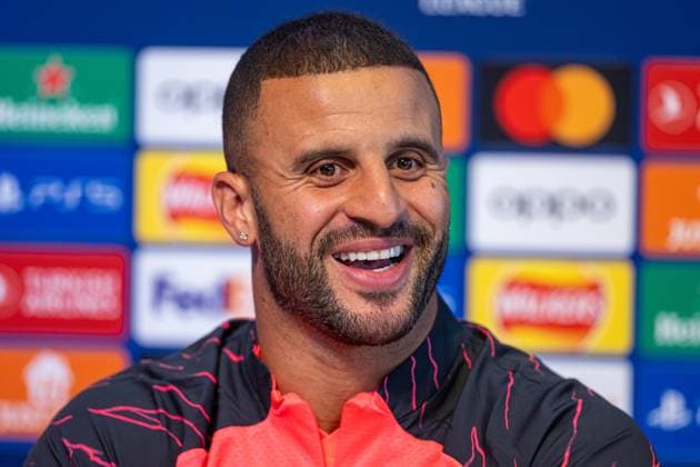 Football - UEFA Champions League - Group G MD-1 - Manchester City FC v Red Star Belgrade CF MANCHESTER, ENGLAND - Monday, September 18, 2023: Manchester City s Kyle Walker during a pre-match press conference, PK, Pressekonferenz at the Etihad Campus ahead of the UEFA Champions League Group G match between Manchester City FC and Red Star Belgrade. MANCHESTER City of Manchester Stadium GREATER MANCHESTER ENGLAND  Copyright: xDavidxRawcliffex P2023-09-18-Man_City_Red_Star_MD-1-49