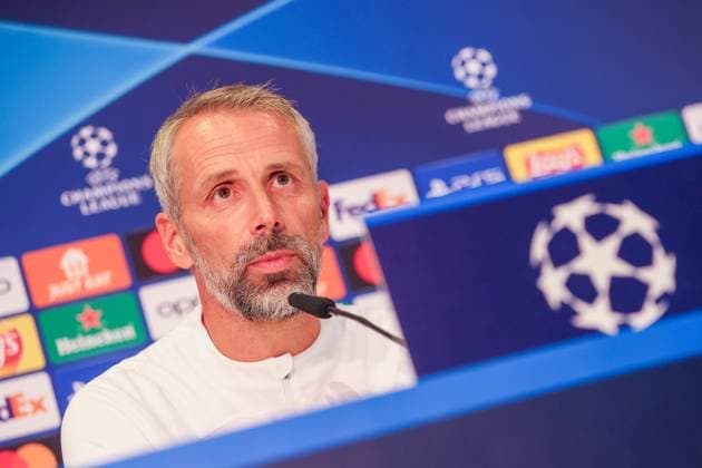 Bern RB Leipzig CL Matchday 1 Bern, 18 09 2023, Wankdorf Stadion, Football , UEFA Champions League, Group G , MD 1, Young Boys Bern vs RB Leipzig , Press conference RB Leipzig , In picture coach Marco Rose , Photo intended for editorial use only , UEFA regulations prohibit any use of photographs as image sequences and or quasi video ,