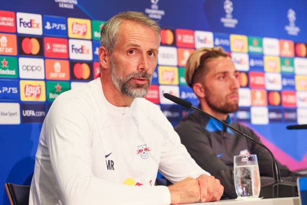 Bern RB Leipzig CL Matchday 1 Bern, 18 09 2023, Wankdorf Stadion, Football , UEFA Champions League, Group G , MD 1, Young Boys Bern vs RB Leipzig , Press conference RB Leipzig , In picture coach Marco Rose , Photo intended for editorial use only , UEFA regulations prohibit any use of photographs as image sequences and or quasi video ,