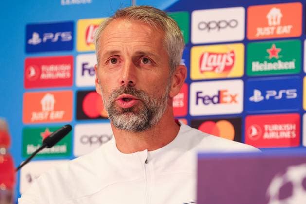Bern RB Leipzig CL Matchday 1 Bern, 18 09 2023, Wankdorf Stadion, Football , UEFA Champions League, Group G , MD 1, Young Boys Bern vs RB Leipzig , Press conference RB Leipzig , In picture coach Marco Rose , Photo intended for editorial use only , UEFA regulations prohibit any use of photographs as image sequences and or quasi video ,