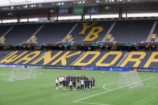 Bern RB Leipzig CL Matchday 1 Bern, 18 09 2023, Wankdorf Stadion, Football , UEFA Champions League, Group G , MD 1, Young Boys Bern vs RB Leipzig , Final training RB Leipzig , In picture Team circle RB Leipzig , Photo intended for editorial use only , UEFA regulations prohibit any use of photographs as image sequences and or quasi video ,