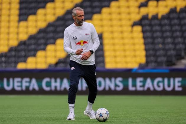 Bern RB Leipzig CL Matchday 1 Bern, 18 09 2023, Wankdorf Stadion, Football , UEFA Champions League, Group G , MD 1, Young Boys Bern vs RB Leipzig , Final training RB Leipzig , In picture coach Marco Rose RB Leipzig , Photo intended for editorial use only , UEFA regulations prohibit any use of photographs as image sequences and or quasi video ,
