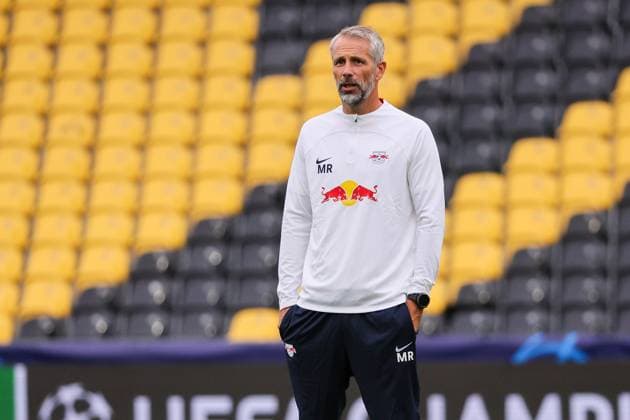 Bern RB Leipzig CL Matchday 1 Bern, 18 09 2023, Wankdorf Stadion, Football , UEFA Champions League, Group G , MD 1, Young Boys Bern vs RB Leipzig , Final training RB Leipzig , In picture coach Marco Rose RB Leipzig , Photo intended for editorial use only , UEFA regulations prohibit any use of photographs as image sequences and or quasi video ,