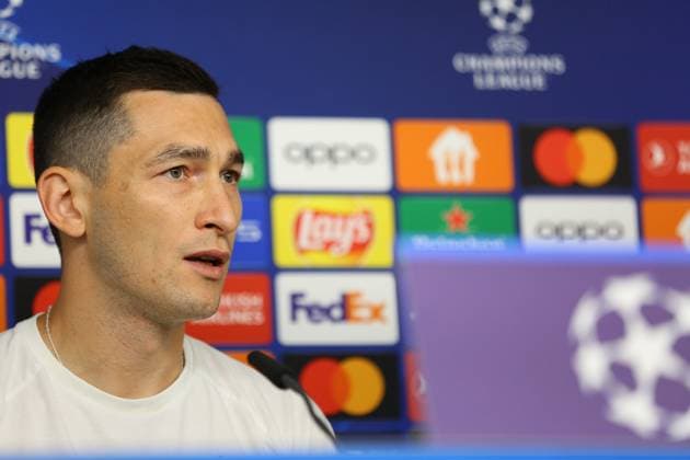 Soccer men season 2023 2024 UEFA Champions League 1 matchday I press conference I Shakhtar Donetsk I 18 09 2023 Taras Stepanenko 6, Shakhtar Donetsk speaks Hamburg Volksparkstadion Hamburg Germany Copyright: xLobecax xHenningxRohlfsx