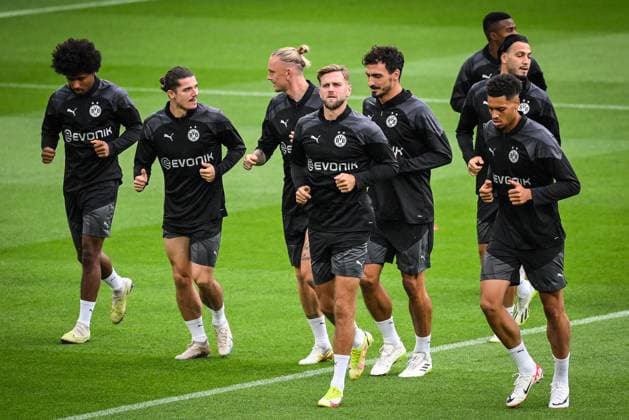 September 18, 2023, Paris, France, France: Players of Borussia Dortmund during a Borussia Dortmund training session at Parc des Princes Stadium on September 18, 2023 in Paris, France. Paris France - ZUMAm308 20230918_zsp_m308_078 Copyright: xMatthieuxMirvillex