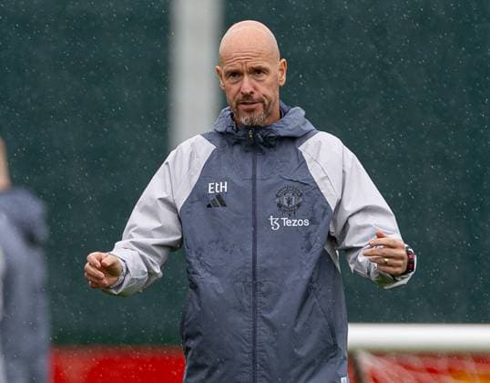 Football - UEFA Champions League - Group A - FC Bayern Munich v Manchester United, ManU FC - MD-1 MANCHESTER, ENGLAND - Tuesday, September 19, 2023: Manchester United s manager Erik ten Hag during a training session at Carrington ahead of the UEFA Champions League Group A match between FC Bayern Munich FC and Manchester United FC. MANCHESTER Carrington GREATER MANCHESTER ENGLAND  Copyright: xDavidxRawcliffex P2023-09-19-Bayern_Man_Utd_MD-1-10