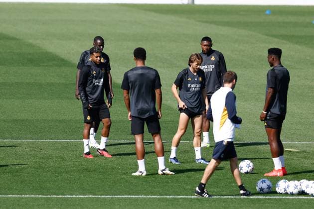 September 19, 2023: Rodrygo Goes in action during the training day of Real Madrid to play the UEFA Champions League football match against Union Berlin at Ciudad Deportiva Real Madrid on September 19, 2023, in Valdebebas, Madrid, Spain. - ZUMAa181 20230919_zaa_a181_018 Copyright: xOscarxJ.xBarrosox