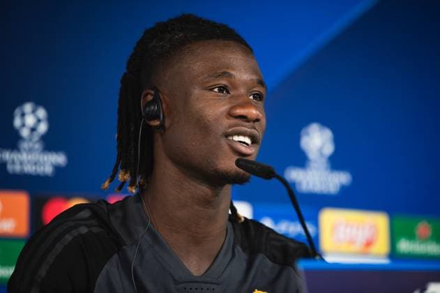 Champions League: Real Madrid press conference, PK, Pressekonferenz before the match against Union Berlin Eduardo Camavinga (Real Madrid) during the press conference the day before the football match of Champions League against Union Berlin at Ciudad Real Madrid on September 19, 2023 in Valdebebas (Madrid), Spain Valdebebas Ciudad Real Madrid Madrid Spain Copyright: xAlbertoxGardinx AGardin_ChampionsLeague_RealMadrid_press_024