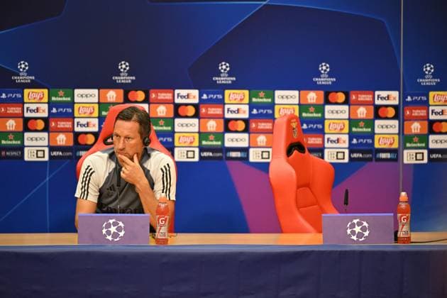 SOCCER - UEFA CL, Benfica vs RBS LISBON,PORTUGAL,19.SEP.23 - SOCCER - UEFA Champions League, group stage, SL Benfica vs Red Bull Salzburg, preview, press conference, PK, Pressekonferenz Benfica. Image shows head coach Roger Schmidt (Benfica).  GEPAxpictures xZedxJameson