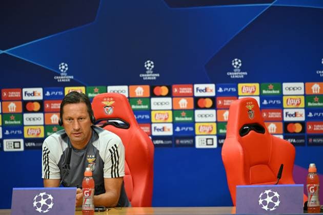 SOCCER - UEFA CL, Benfica vs RBS LISBON,PORTUGAL,19.SEP.23 - SOCCER - UEFA Champions League, group stage, SL Benfica vs Red Bull Salzburg, preview, press conference, PK, Pressekonferenz Benfica. Image shows head coach Roger Schmidt (Benfica).  GEPAxpictures xZedxJameson