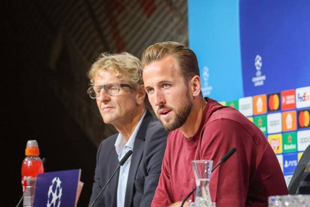 Sport Themen der Woche KW38 Sport Bilder des Tages Harry Kane (FC Bayern Muenchen, 09) Pressekonferenz FC Bayern Muenchen, Pressekonferenz Champions League, Saison 23 24, 19.09.2023 , FC Bayern Muenchen, Pressekonferenz Champions Leage, Saison 23 24, 19.09.2023 Muenchen *** Harry Kane FC Bayern Muenchen, 09 press conference FC Bayern Muenchen, press conference Champions League, season 23 24, 19 09 2023 , FC Bayern Muenchen, press conference Champions Leage, season 23 24, 19 09 2023 Muenchen Copyright: xEibner-Pressefoto JennixMaulx EP_JML