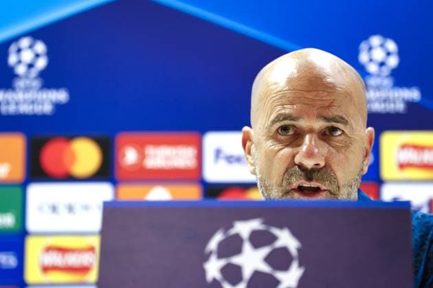 LONDON - PSV Eindhoven coach Peter Bosz during the press conference, PK, Pressekonferenz ahead of the UEFA Champions League match against Arsenal FC at the Emirates Stadium on September 19, 2023 in London, United Kingdom. ANP MAURICE VAN STEEN UEFA Champions League MD-1 2023 2024 xVIxANPxSportx xxANPxIVx 478704494 originalFilename: 478704494.jpg