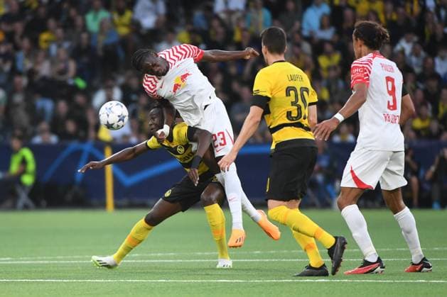 19 09 2023, Bern, Wankdorf, UEFA Champions League Young Boys Leipzig, 23 Lukeba Castello Leipzig vs 13 Mohamed Ali Camara Young Boys Bern Wankdorf Bern Switzerland Copyright: xJustPictures.ch ManuelxWinterbergerx jp-de-MaWi-19.09.23_MWI_7224