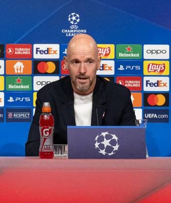 Erik ten Hag Head Coach Head Coach, Manchester United FC GER, Press conference before the match FC Bayern Muenchen vs Manchester United FC, Football, Championsleague, Season 2023 2024, 19 09 2023 DFL DFB REGULATES PROHIBIT ANY USE OF PHOTOGRAPHS as IMAGE SEQUENCES and or QUASI VIDEO GER, Press conference before the match FC Bayern Muenchen vs Manchester United FC, Football, Championsleague, Season 2023 2024, 19 09 2023 Muenchen Copyright: xEibner-Pressefoto HeikexFeinerx EP_HFR