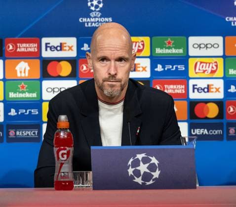 Erik ten Hag Head Coach Head Coach, Manchester United FC GER, Press conference before the match FC Bayern Muenchen vs Manchester United FC, Football, Championsleague, Season 2023 2024, 19 09 2023 DFL DFB REGULATES PROHIBIT ANY USE OF PHOTOGRAPHS as IMAGE SEQUENCES and or QUASI VIDEO GER, Press conference before the match FC Bayern Muenchen vs Manchester United FC, Football, Championsleague, Season 2023 2024, 19 09 2023 Muenchen Copyright: xEibner-Pressefoto HeikexFeinerx EP_HFR