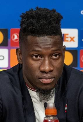 Andre Onana Goalkeeper Goalkeeper, Manchester United FC, 24 GER, Press conference before the match FC Bayern Muenchen vs Manchester United FC, Football, Championsleague, Season 2023 2024, 19 09 2023 DFL DFB REGULATES PROHIBIT ANY USE OF PHOTOGRAPHS as IMAGE SEQUENCES and or QUASI VIDEO GER, Press conference before the match FC Bayern Muenchen vs Manchester United FC, Football, Championsleague, Season 2023 2024, 19 09 2023 Muenchen Copyright: xEibner-Pressefoto HeikexFeinerx EP_HFR