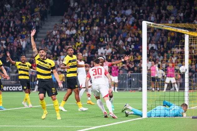 Bern RB Leipzig Champions League Bern, 19 09 2023, Wankdorf Stadion, Football , UEFA Champions League, Group G , Matchday 1, Young Boys Bern vs RB Leipzig , Pictured offside goal Benjamin Sesko 30, RB Leipzig , Photo intended for editorial use only , UEFA regulations prohibit any use of photographs as image sequences and or quasi video ,