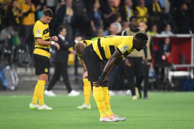 19 09 2023, Bern, Wankdorf, UEFA Champions League Young Boys Leipzig, the players of BSC Young Boys are disappointed after the defeat Bern Wankdorf Bern Switzerland Copyright: xJustPictures.ch ManuelxWinterbergerx jp-de-MaWi-19.09.23_MWI_7327