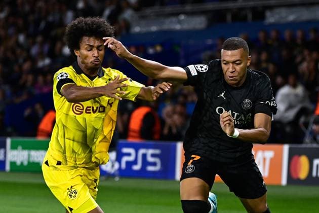Kylian Mbappe ( 7 - PSG ) - Karim Adeyemi ( 27 - Borussia Dortmund ) - FOOTBALL : Paris Saint Germain vs Borussia Dortmund - Ligue des Champions - 19 09 2023 FedericoPestellini Panoramic 