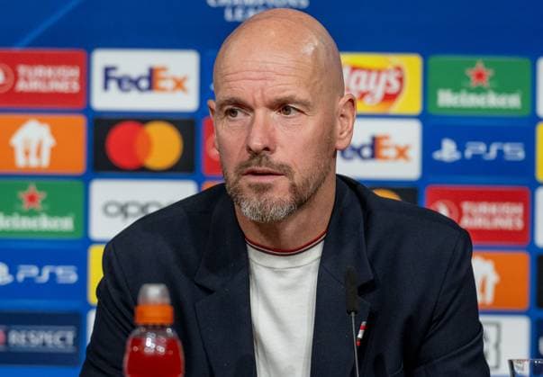 Erik ten Hag Head Coach Head Coach, Manchester United FC GER, Press conference before the match FC Bayern Muenchen vs Manchester United FC, Football, Championsleague, Season 2023 2024, 19 09 2023 DFL DFB REGULATES PROHIBIT ANY USE OF PHOTOGRAPHS as IMAGE SEQUENCES and or QUASI VIDEO GER, Press conference before the match FC Bayern Muenchen vs Manchester United FC, Football, Championsleague, Season 2023 2024, 19 09 2023 Muenchen Copyright: xEibner-Pressefoto HeikexFeinerx EP_HFR