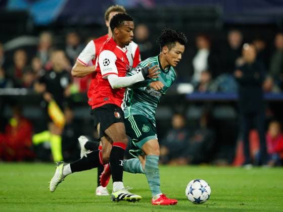 EDITORIAL USE ONLY No use with unauthorised audio, video, data, fixture lists, club league logos or live services. Online in-match use limited to 120 images, no video emulation. No use in betting, games or single club league player publications. Feyenoord v Celtic, UEFA Champions League, Group E, Football, De Kuip, Rotterdam, Netherlands - 19 Sep 2023 EDITORIAL USE ONLY No use with unauthorised audio, video, data, fixture lists, club league logos or live services. Online in-match use limited to 120 images, no video emulation. No use in betting, games or single club league player publications. Copyright: xBartxStoutjesdijk Shutterstockx 14106740ab