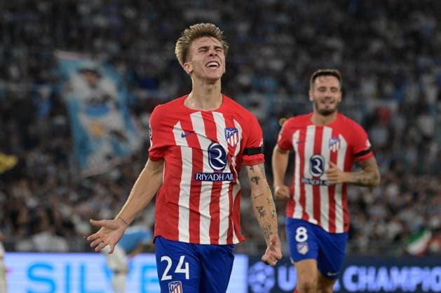 Sport Bilder des Tages Pablo Barrios (Club Atletico de Madrid); celebrates after scoring the goal 0-1 during the UEFA Champions League 2023-2024 football match between SS Lazio and Atletico Madrid at the Olympic Stadium in Rome on September 19, 2023.  Copyright: xFabrizioxCorradetti IPAxSportx x xx IPA_40417590 IPA_IPA40417590