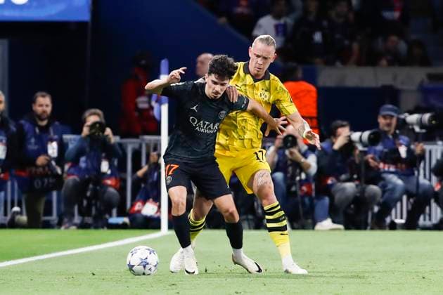 Vitinha (PSG) Vs Marius Wolf (Borussia Dortmund) FOOTBALL : Paris Saint Germain Vs Borussia Dortmund - Ligue des Champions - 19 09 2023 MichaelBaucher Panoramic 
