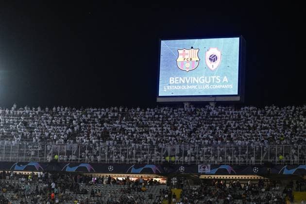 Antwerp s supporters pictured before a soccer game between Spanish FC Barcelona, Barca and Belgian Royal Antwerp FC, on Tuesday 19 September 2023 in Barcelona, Spain, on day 1 of the Champions League group stage, in group H. TOM GOYVAERTS TomxGoyvaerts  x74455659x