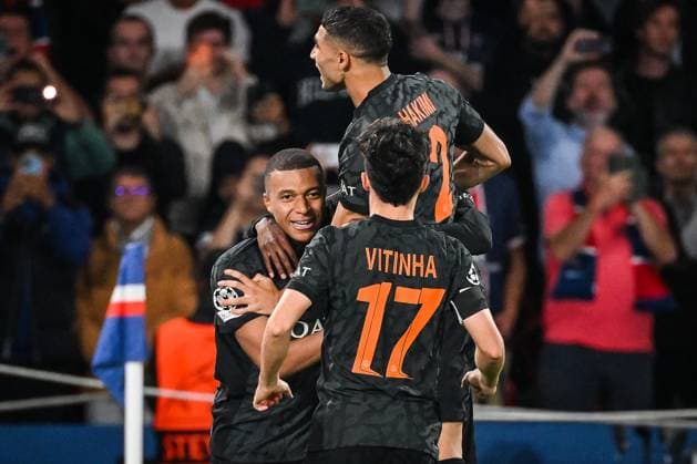 September 19, 2023, Paris, France, France: Kylian MBAPPE of PSG celebrate his goal with teammates during the UEFA Champions League group F match between Paris Saint-Germain and Borussia Dortmund at Parc des Princes Stadium on September 19, 2023 in Paris, France. Paris France - ZUMAm308 20230919_zsp_m308_003 Copyright: xMatthieuxMirvillex
