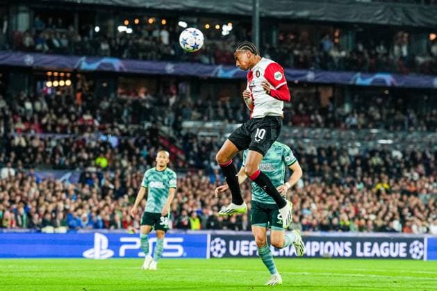 UEFA Champions League: Feyenoord v Celtic Rotterdam - Calvin Stengs of Feyenoord during the 1st leg of the UEFA Champions League between Feyenoord v Celtic at Stadion Feijenoord De Kuip on 19 September 2023 in Rotterdam, The Netherlands. Copyright: xTomxBodex