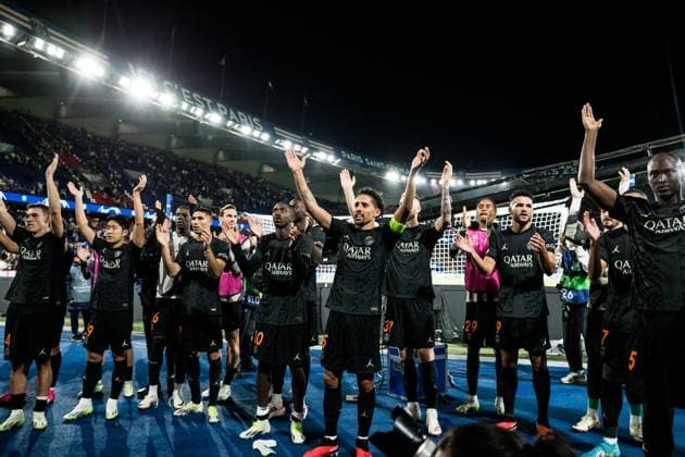 UEFA Champions League FC Paris Saint Germain Borussia Dortmund 19 09 2023 FC Paris Saint Germain players celebrate victory UEFA Champions League FC Paris Saint Germain Borussia Dortmund, Paris, Parc des Princes on 19 09 2023 Copyright: xBEAUTIFULxSPORTS Wunderlx