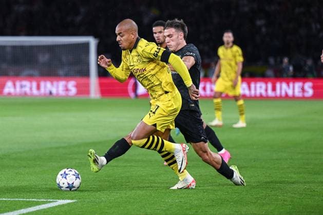 19 09 2023, Football, Champions League, 1 matchday, 2023 2024 season, Paris St Germain Borussia Dortmund, Donyell Malen Borussia Dortmund , Manuel Ugarte Paris St Germain xRHR PHOTO TKx Copyright: RHR-FOTOx RHR-FOTO TK