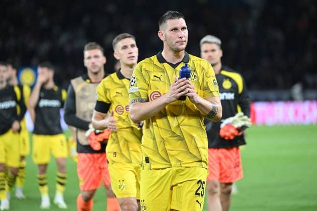 Paris, Parc des Princes, 19 09 23, GER, Men, UEFA Champions League, 2023 2024 season, Paris Saint Germain Borussia Dortmund picture v li Nico SCHLOTTERBECK Dortmund and Niklas SUELE Dortmund Only for editorial use UEFA regulations prohibit any use of photographs as image sequences and or quasi video France