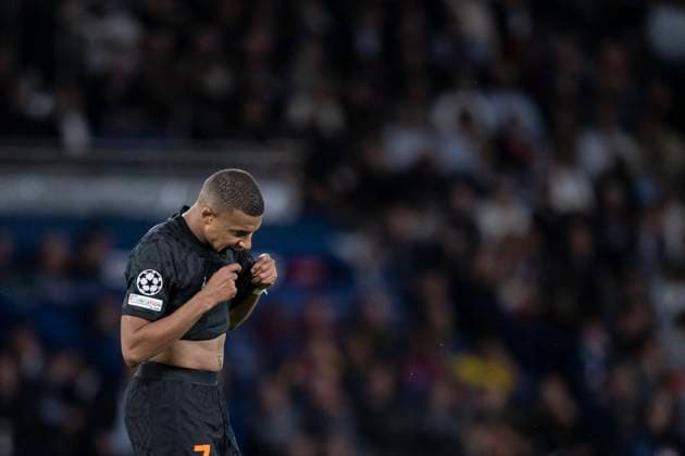 Champions League - PSG v Borussia Dortmund Paris Saint-Germain s French forward 07 Kylian Mbappe reacts during the UEFA Champions League 1st round Group F football match between Paris Saint-Germain (PSG) and Borussia Dortmund (BVB) at the Parc des Princes stadium in Paris, France on September 19, 2023. Photo by Eliot Blondet ABACAPRESS.COM Paris France  Copyright: xBlondetxEliot ABACAx 868336_114 BlondetxEliot ABACAx 868336_114